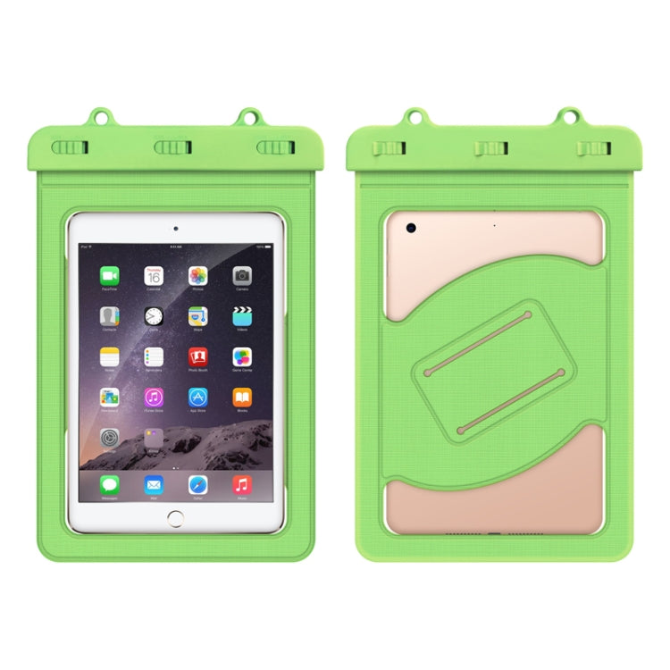 Fruit green waterproof tablet bag with clear window and snap-seal top for under 9 inches