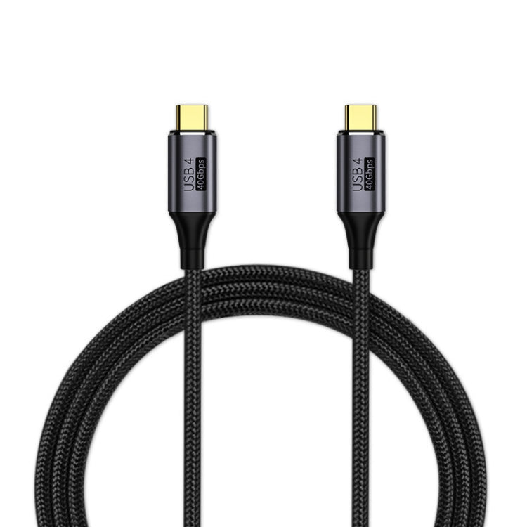 USB-C to USB-C braided charging cable with black connectors and gold tips