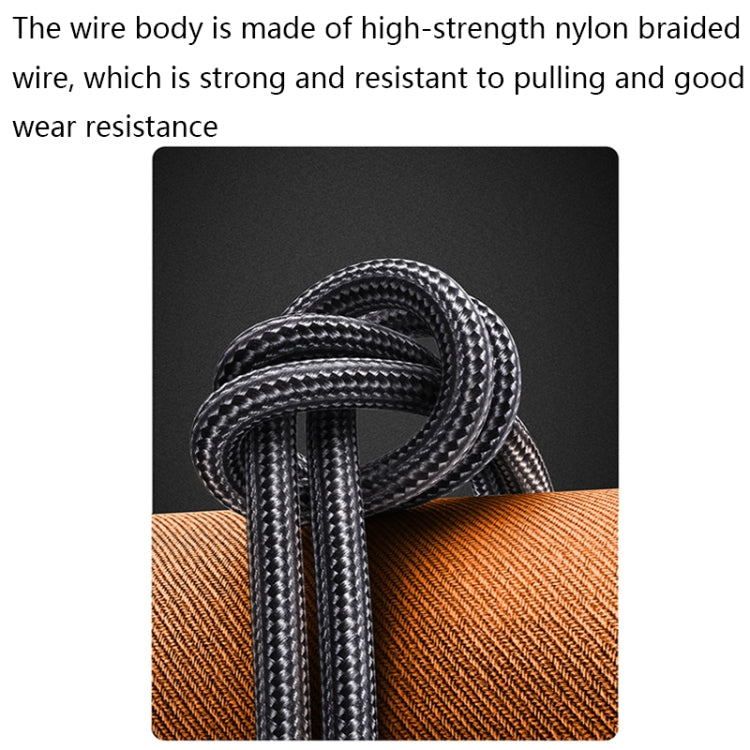 USB-C to USB-C nylon braided charging cable with tightly woven black braid