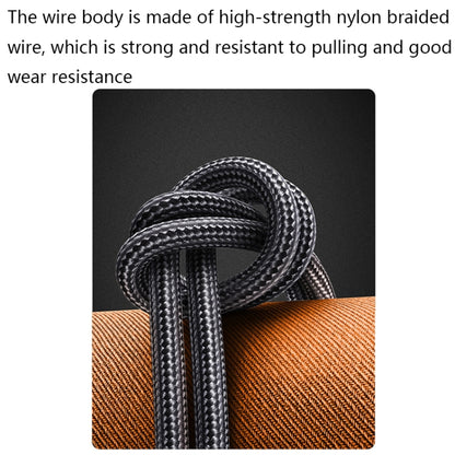 USB-C to USB-C nylon braided charging cable with tightly woven black braid