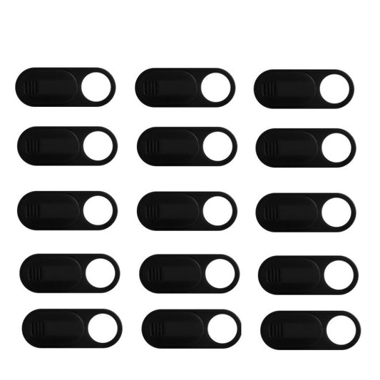 Black front camera privacy covers, oval lens-hole style set of 15