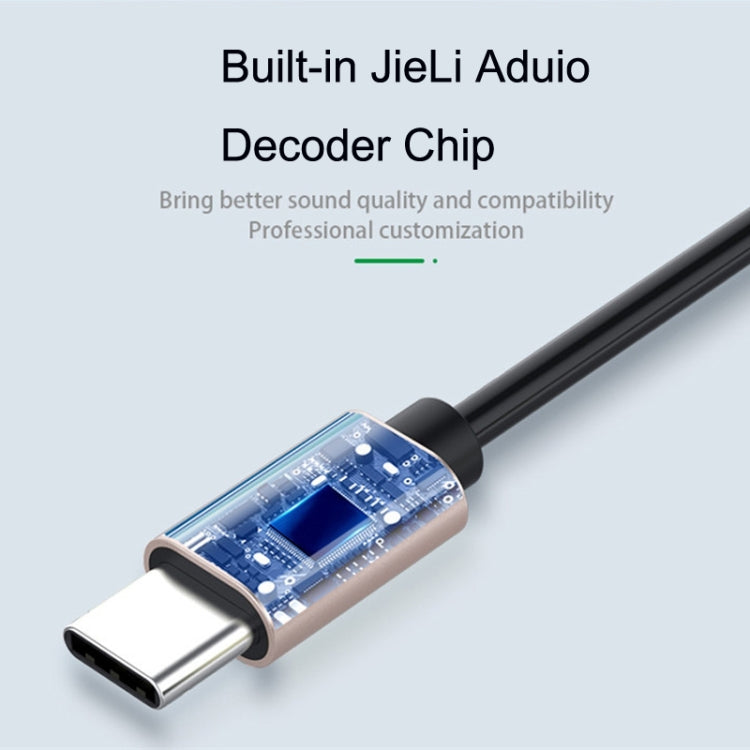 Type-C to 3.5mm audio adapter cable connector with built-in audio decoder chip