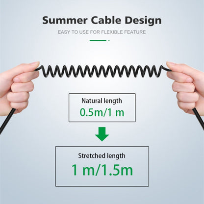 Type-C to 3.5mm audio adapter cable with spring coil for flexible stretched length