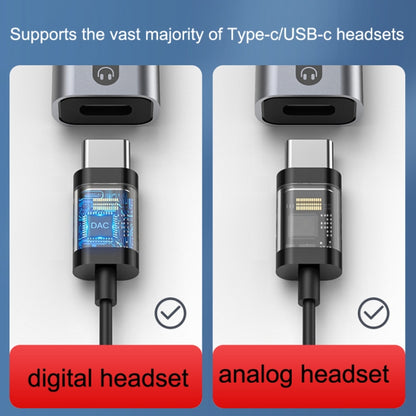 Type-C/USB-C audio adapter supports digital and analog headsets.
