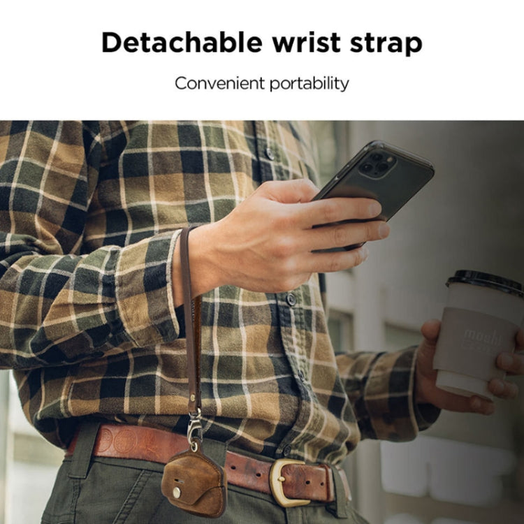 Crazy Horse leather earphone case with detachable wrist strap, small pouch