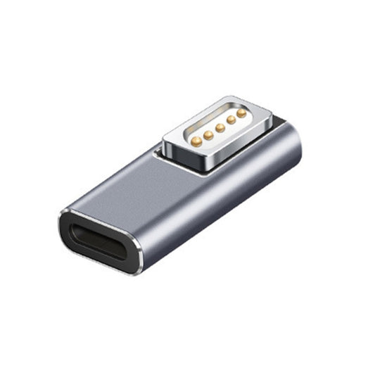 Type-C to Magsafe adapter with silver housing and dual connector dock