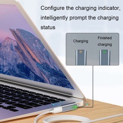 Type-C to Magsafe adapter charging a laptop with indicator lights