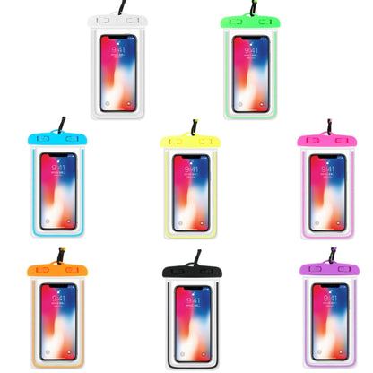 Set of colorful PVC waterproof mobile phone pouches with hanging lanyards and clear windows