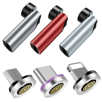 Magnetic charging cable set showing silver, red, and gray adapter housings