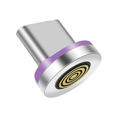 Silver magnetic charging head with purple ring and gold coil detail