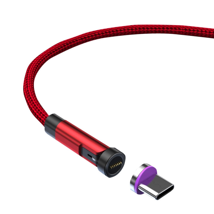 CC57 rotary magnetic fast charging data cable, red braided, Type-C to USB-C connectors