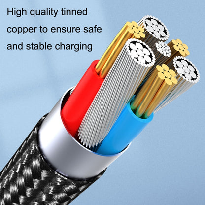 CC57 rotary magnetic fast charging data cable with red braid and exposed copper wire strands