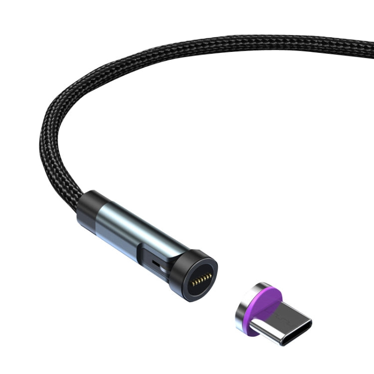 CC57 rotary magnetic fast charging data cable, black braided, Type-C to USB-C connectors