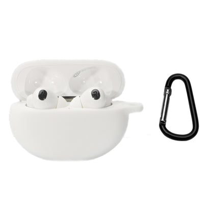 White silicone earbuds case cover with carabiner clip for OPPO Enco X2