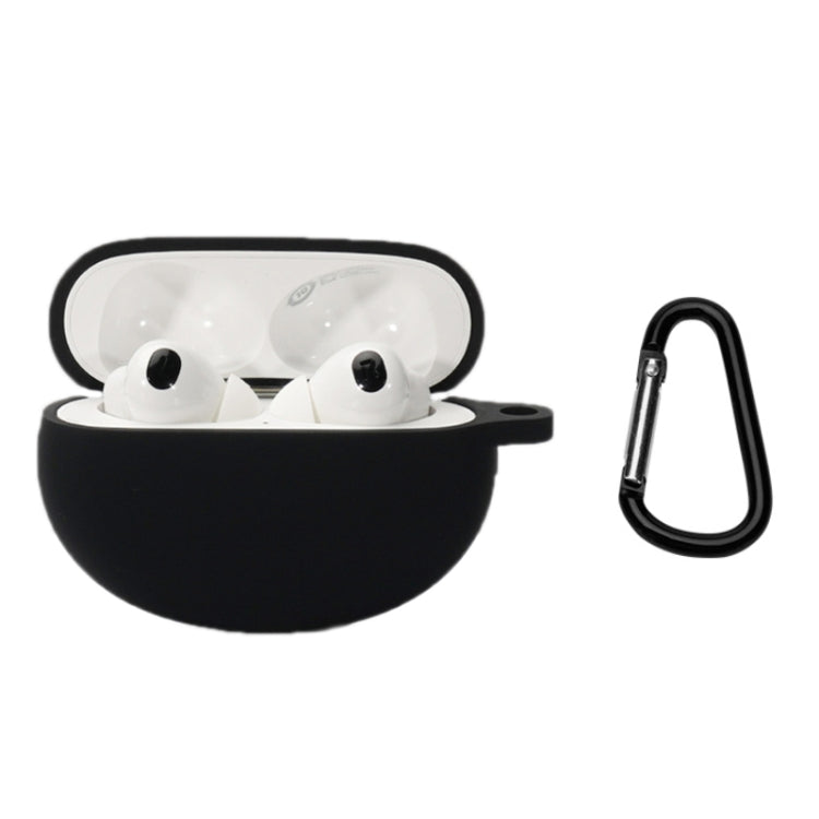 Black silicone earbuds case cover with carabiner clip for OPPO Enco X2