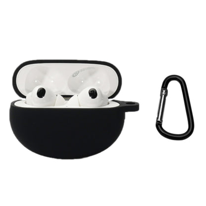 Black silicone earbuds case cover with carabiner clip for OPPO Enco X2