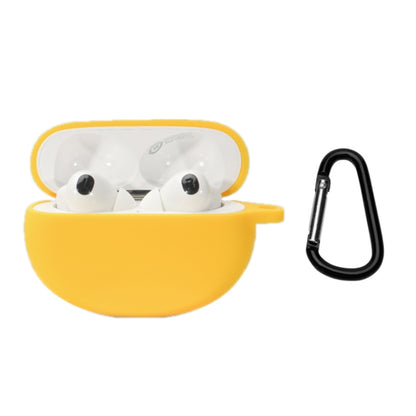 Yellow silicone earbuds case cover with carabiner clip for OPPO Enco X2