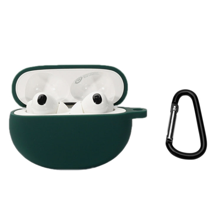 Dark green silicone earbuds case cover with carabiner clip for OPPO Enco X2