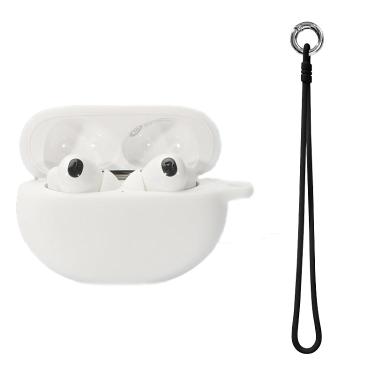 White silicone earbuds case cover with hand rope and keyring for OPPO Enco X2