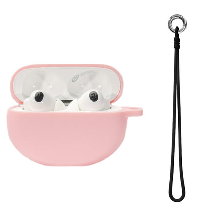 Pink silicone earbuds case cover with hand rope and keyring for OPPO Enco X2