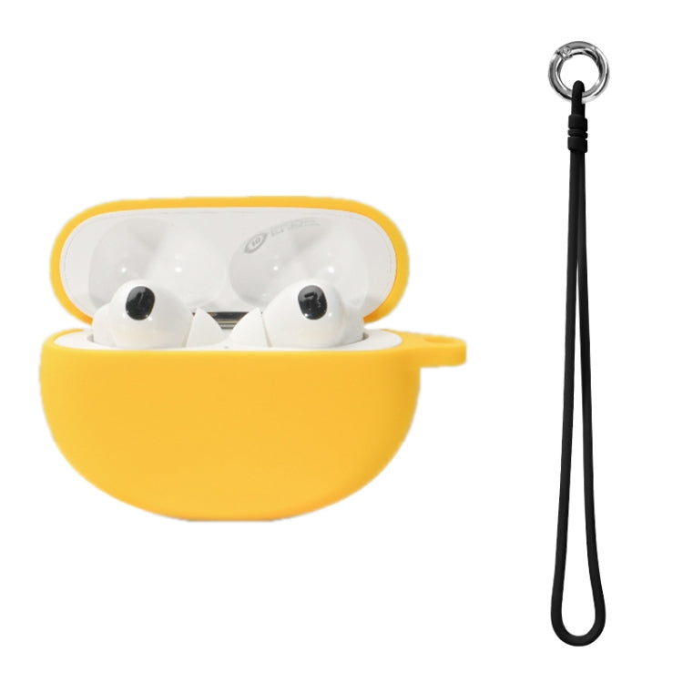 Yellow silicone earbuds case cover with hand rope and keyring for OPPO Enco X2