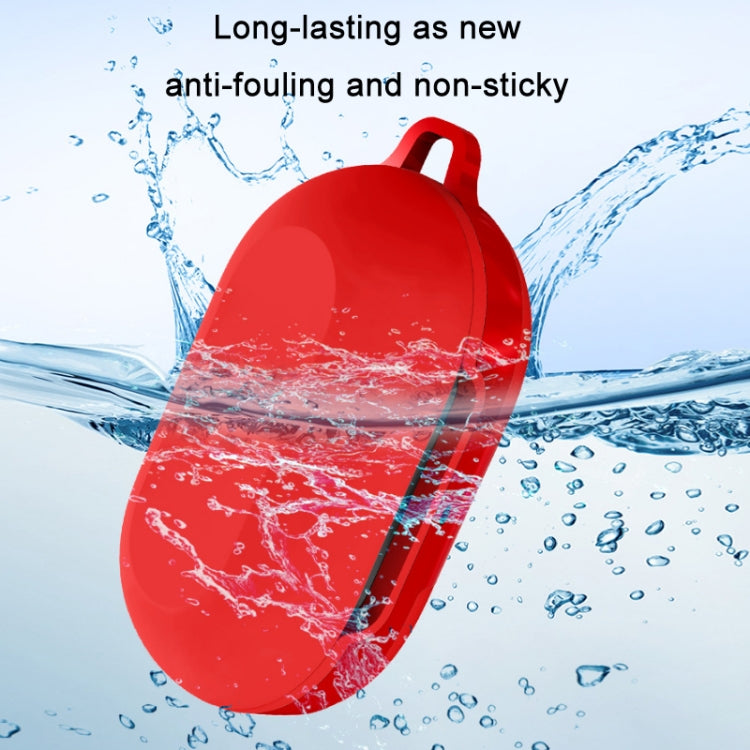 Red silicone earbud case with water-splash protection and anti-fouling surface