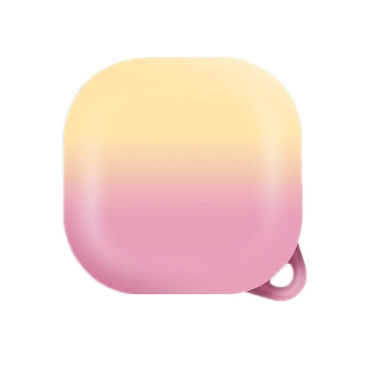 Gradient earbud case cover, light yellow to pink, with small loop on right