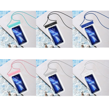 Assorted colors of transparent TPU waterproof phone bags with neck straps