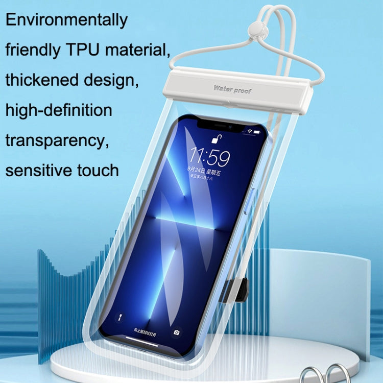 Transparent TPU waterproof phone bag with lanyard, thickened design, and touch window