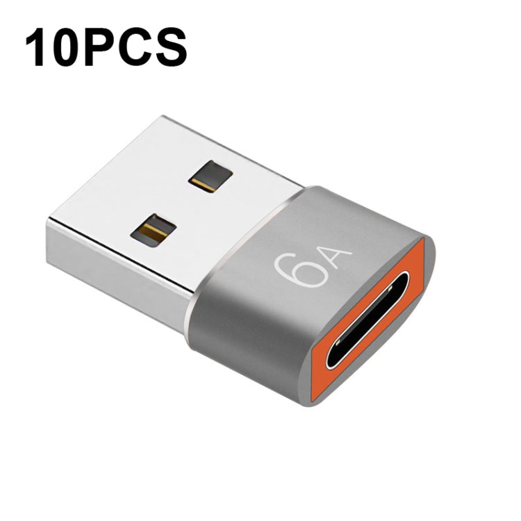 Silver Type-C to USB 3.0 adapter, 6A output, compact metal connector