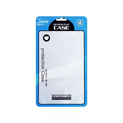 Blue protective case plastic packaging bag with hang hole and clear window.