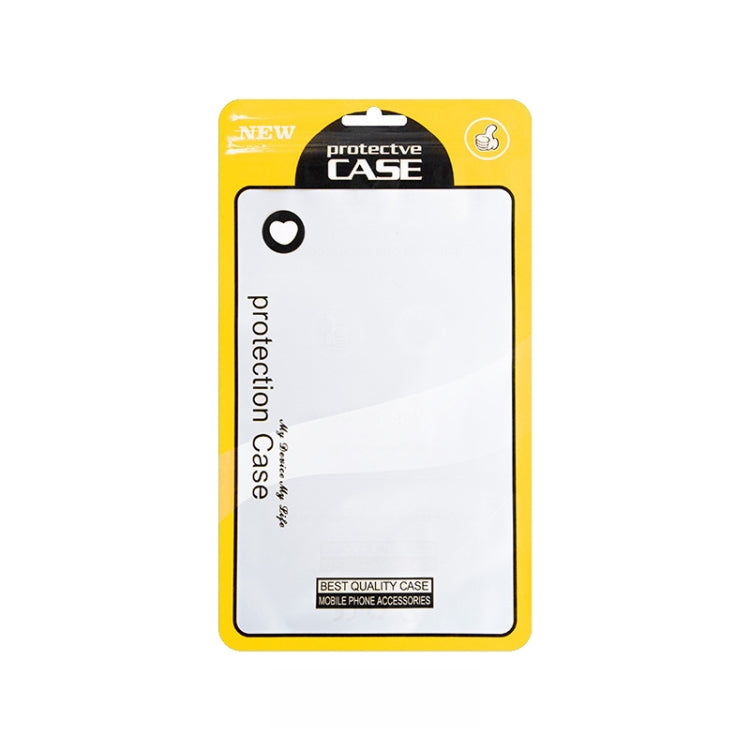 Yellow protective case plastic packaging bag with hang hole and clear window.