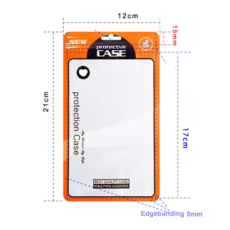 Orange protective case packaging bag with size diagram: 12cm by 21cm.