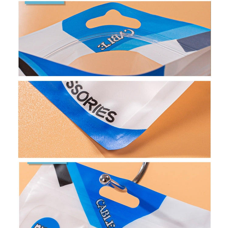 Blue and white hanging accessories sealing pouch with cable icons