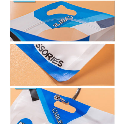 Blue and white hanging accessories sealing pouch with cable icons