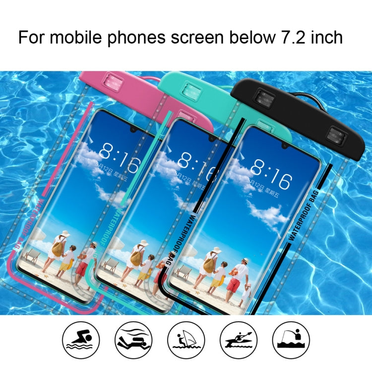 Transparent waterproof armband phone case set with clear windows and multi-color straps.