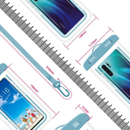 Transparent waterproof armband phone case with clear sleeve and adjustable armband band.