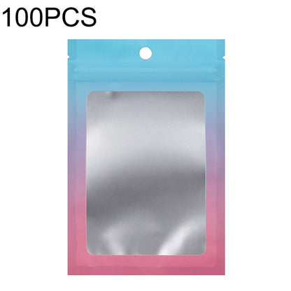 Aluminum foil ziplock storage bag with window, blue-to-pink gradient, 100 pcs