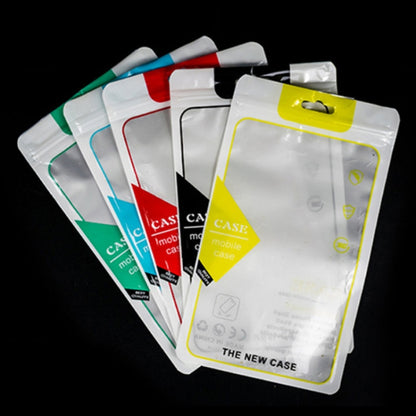 Set of translucent self-sealing phone case packaging bags with different colored borders