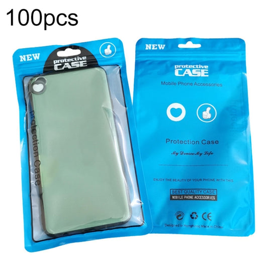 Blue self-sealing phone case packaging bag with protective case and hanging hole