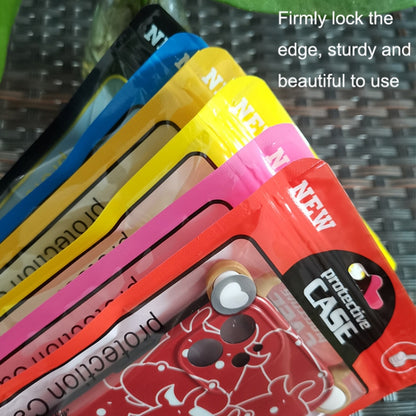 Sealed edges on colorful phone case packaging bags with zipper chain