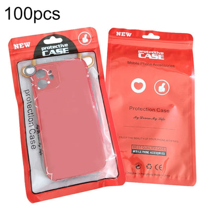 Red self-sealing phone case packaging bag with protective case and hanging hole