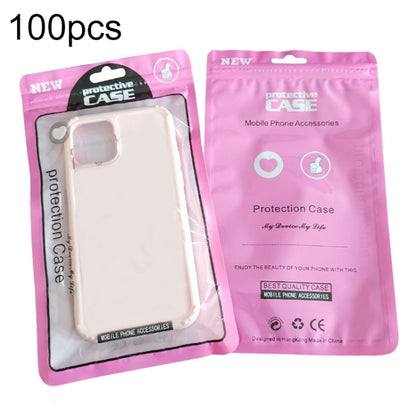 Pink self-sealing phone case packaging bag with protective case and hanging hole