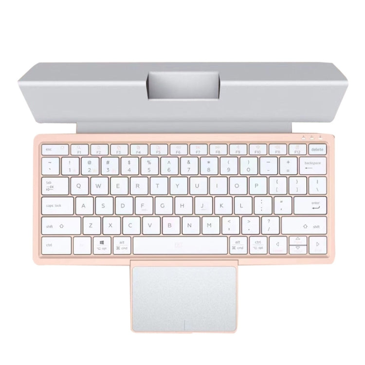 Pink portable wireless tablet keyboard with hidden touchpad and PU leather case