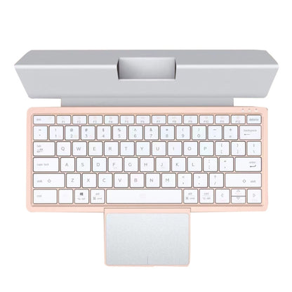 Pink portable wireless tablet keyboard with hidden touchpad and PU leather case