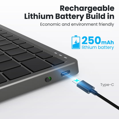 Black portable tablet keyboard with Type-C charging port and built-in battery