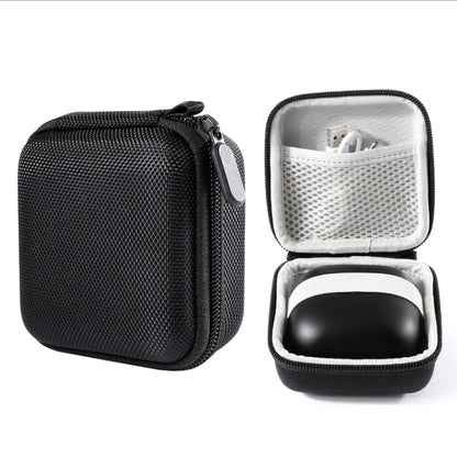 Black hard-shell earbuds storage bag with zipper and molded interior
