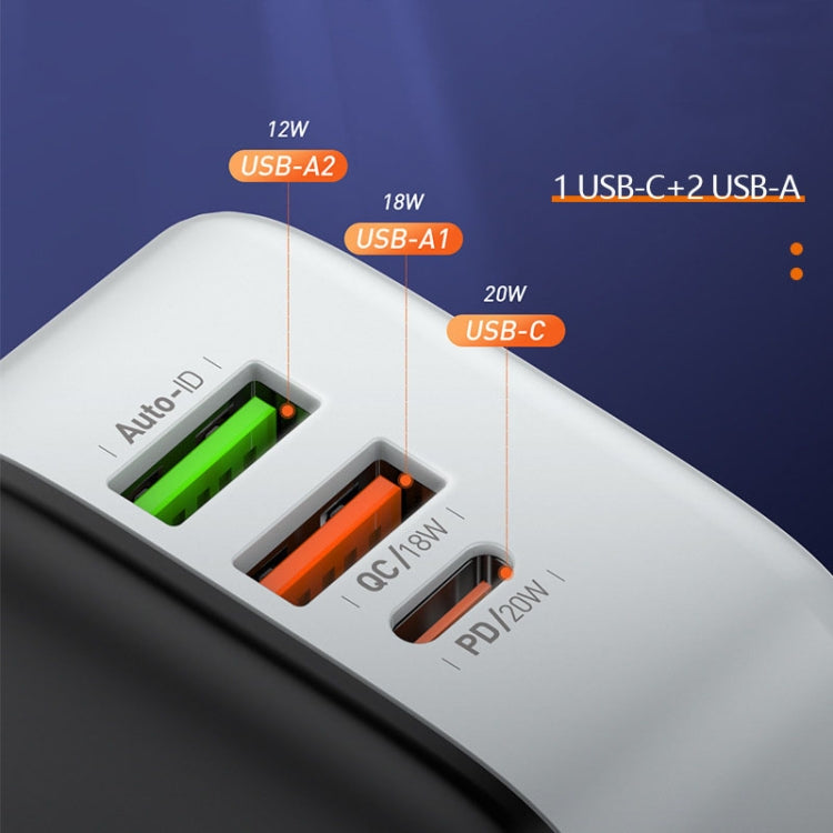 LDNIO wall charger port close-up with color-coded USB output slots