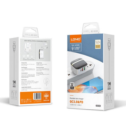 LDNIO portable wall charger retail package boxes with charging cable included