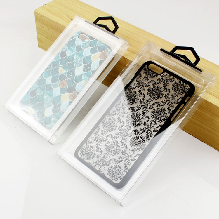 Clear transparent PVC phone case packaging box set with two patterned cases